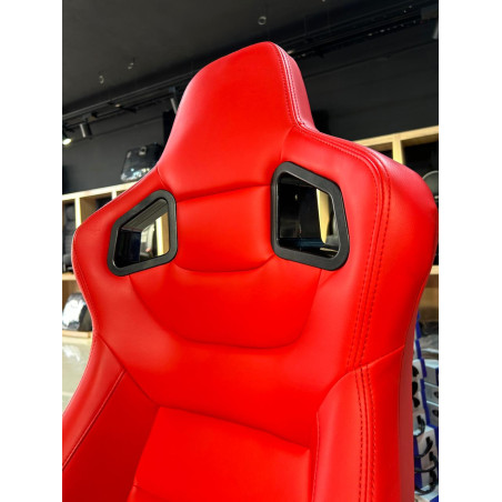 Siège Pilote - cuir rouge coutures rouges