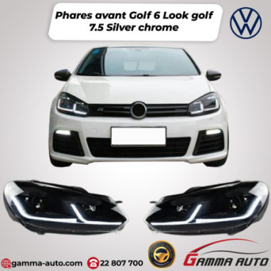 Phares avant Golf 6 Look golf 7.5 Silver chrome