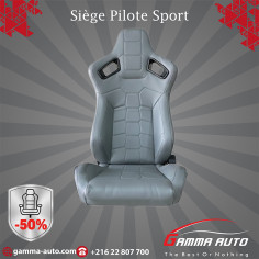 Siege Pilote pour Voiture - cuir gris coutures noires TORTUE