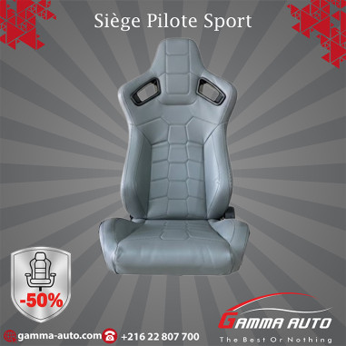 Siege Pilote pour Voiture - cuir gris coutures...