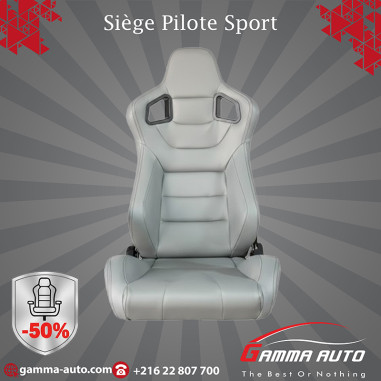 Siege Pilote pour Voiture - cuir gris coutures...