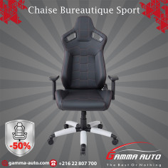 Chaise Gaming Bureau - cuir noir coutures rouge TORTUE