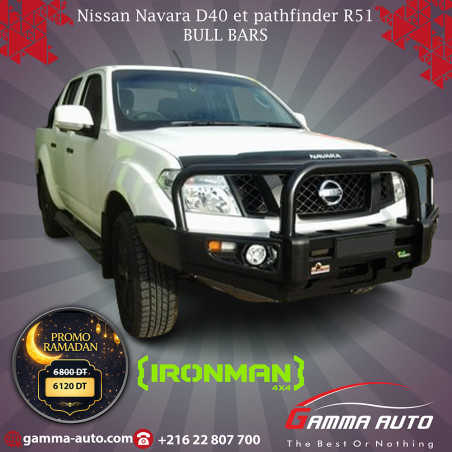 Nissan Navara D40 et pathfinder R51 STEEL WINCH BULL BARS Commercial Deluxe