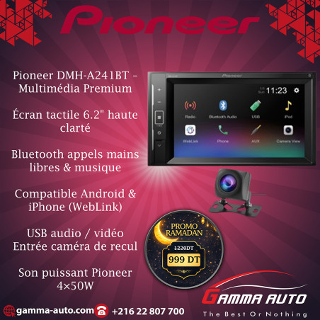 Autoradio vidéo Pioneer  BT/ Télécommande IR  DMH-A241BT