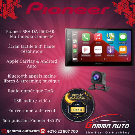 Autoradio multimédia Pioneer 2 DIN USB/ DAB+/Bluetooth/CarPlay/ Android Auto  SPH-DA160DAB