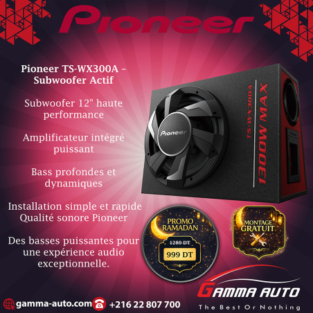 Subwoofer Pioneer / Amplification numérique / 1300 Watts  TS-WX300A