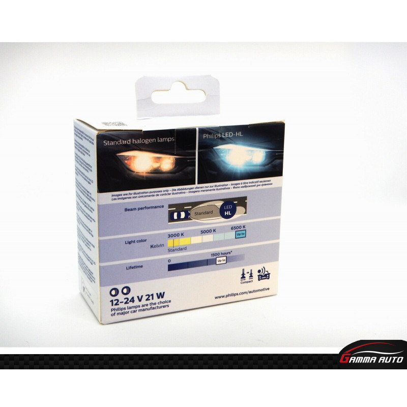 Philips Ultinon Essential – 2 ampoules de voiture, LED 6500K H7 12