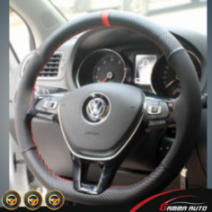 Couvre volant avec couture CARBON-ALCANTARA Rouge