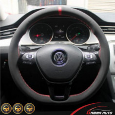 Couvre volant avec couture ALCANTARA Rouge