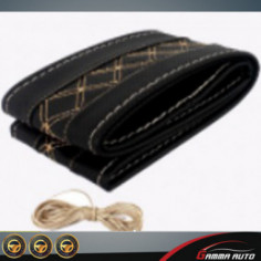 Couvre volant avec couture 2 couleurs Noir - Jaune